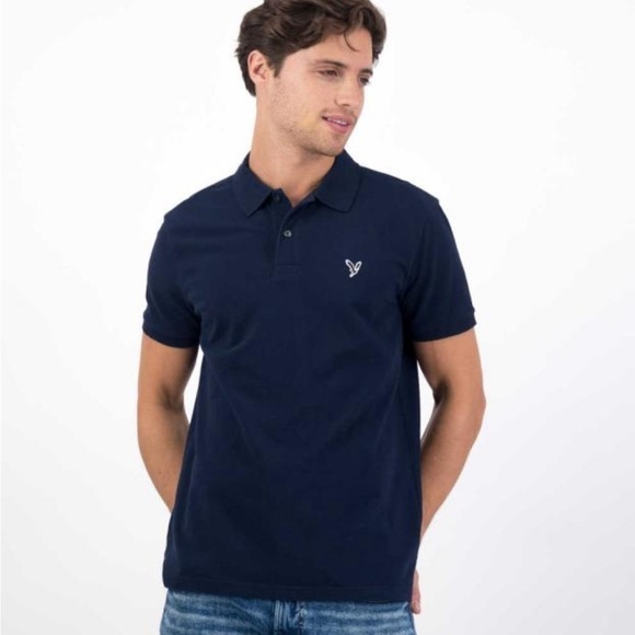 American Eagle Flex Slim Fit Pique Polo Navy Size Small - Picture 1 of 14